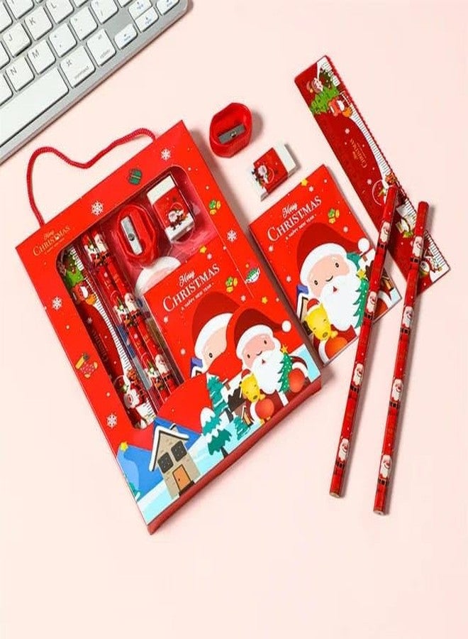 AMANVANI 6-in-1 Kids Stationery Kit - Christmas Theme Pencil, Eraser, Diary, Ruler, Sharpener - Return Gifts (4pcs) - Image 3